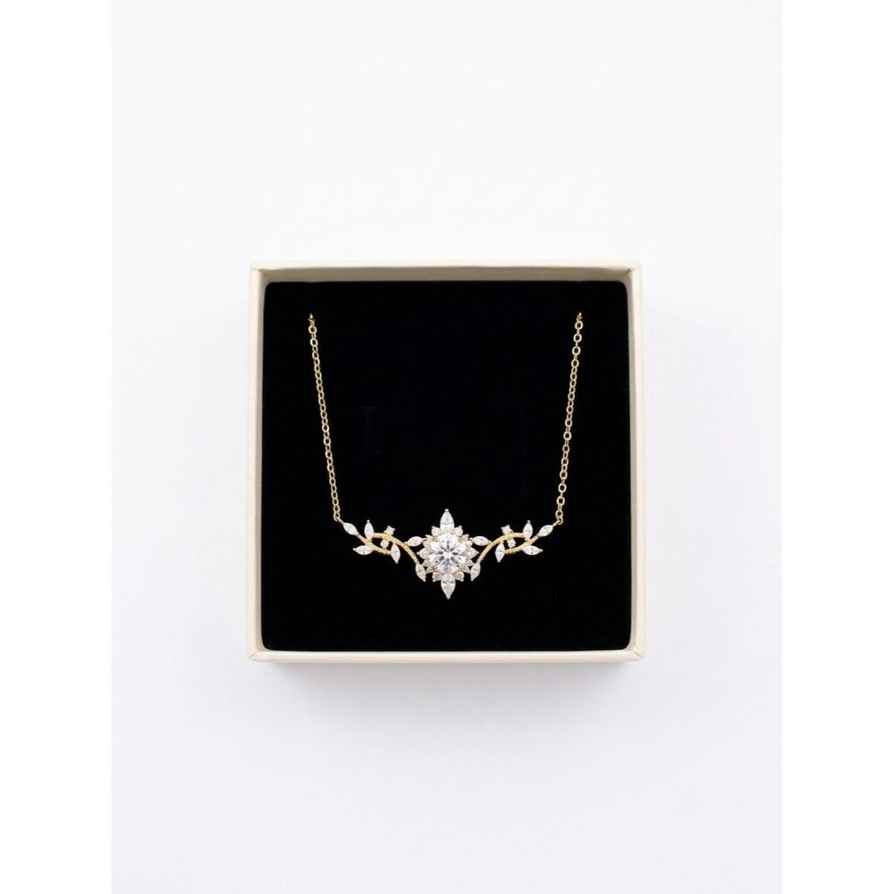 Moissanite Charm Pendant Necklace, Yellow 14 k Gold filled Chain GRA certificate